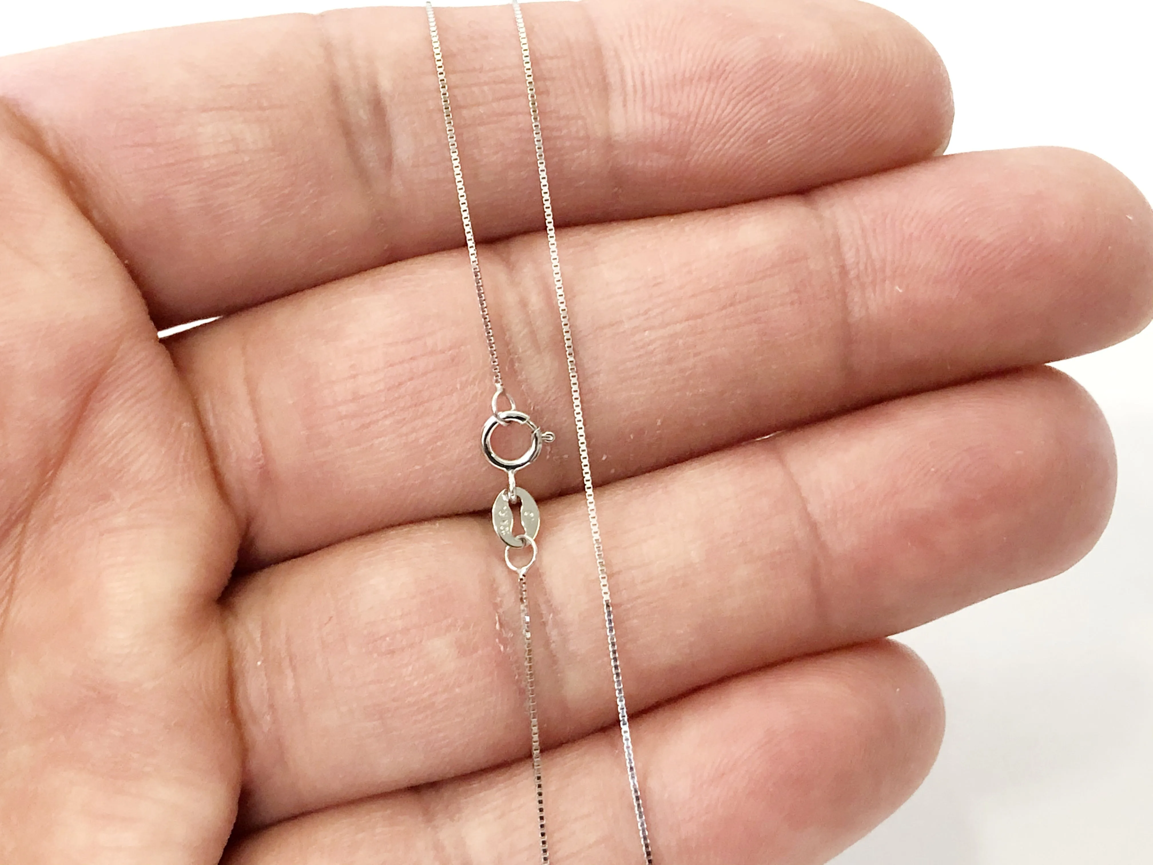 10K Solid White Gold 16" 18" 20" - 0.5mm, Thin Dainty Minimalist Necklace for Pendant / Charm, Thin gold chain, Genuine 10K Gold