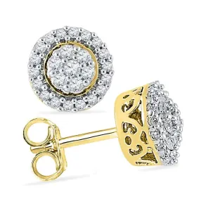 10kt Gold Flower Cluster Diamond Earrings - A Timeless Sparkle