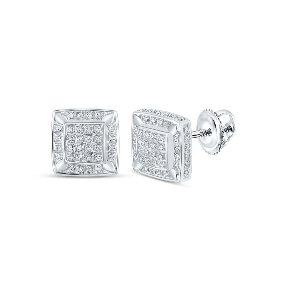 10kt White Gold Square Diamond Earrings - Timeless Elegance and Modern Charm