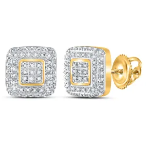 10kt Yellow Gold Square Cluster Diamond Earrings - Timeless Elegance and Sparkle