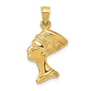14K Gold 3D Nefertiti Pendant Elegant Yellow Gold Themed Charm