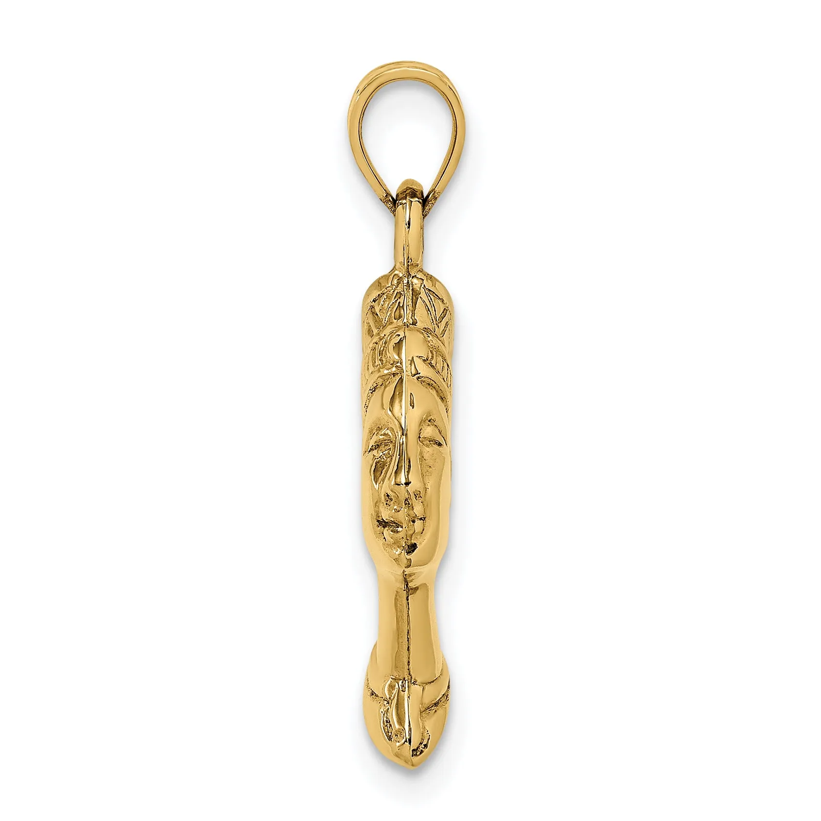 14K Gold 3D Nefertiti Pendant Elegant Yellow Gold Themed Charm