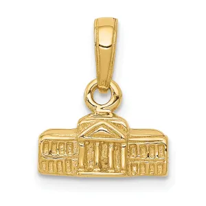 14K Gold 3D White House Pendant with Polished Finish