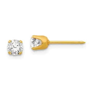 14K Gold Cubic Zirconia Stud Earrings with Push Back Elegant & Timeless