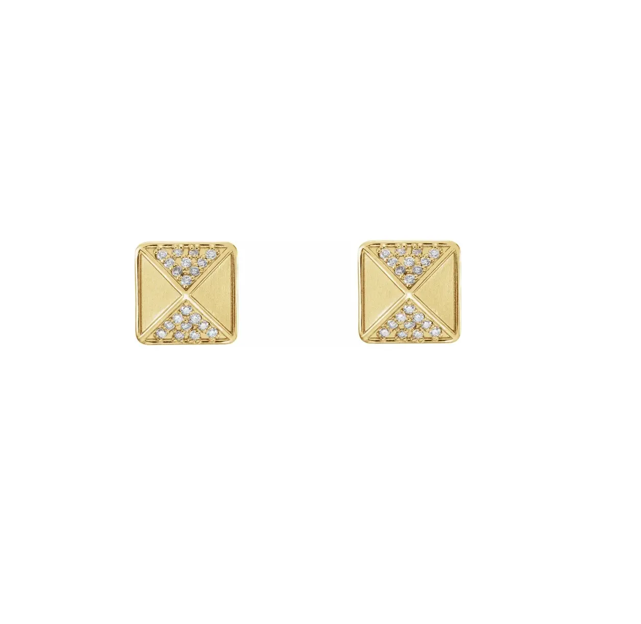 14K Gold Diamond Accented Pyramid Spike Necklace