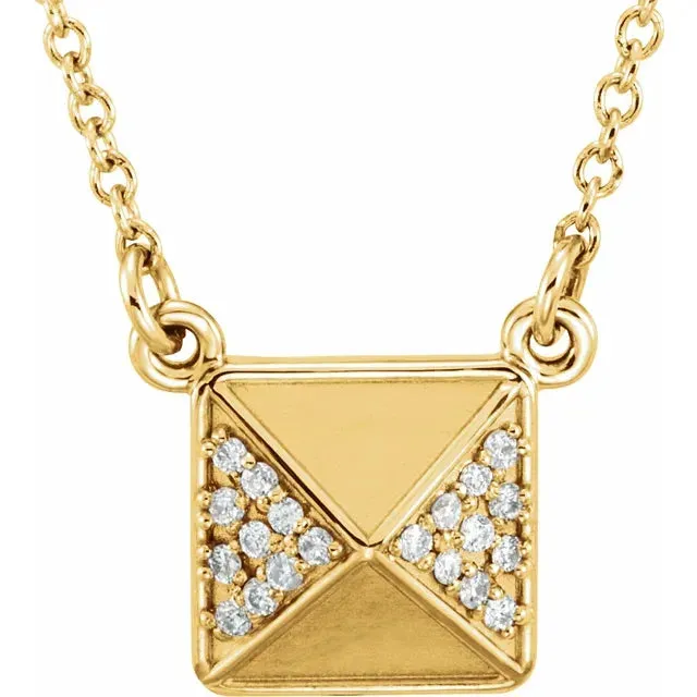 14K Gold Diamond Accented Pyramid Spike Necklace