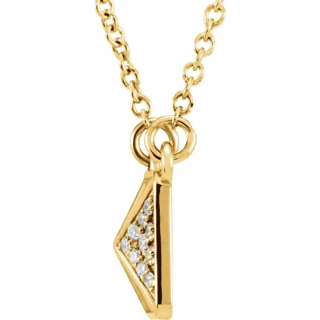 14K Gold Diamond Accented Pyramid Spike Necklace