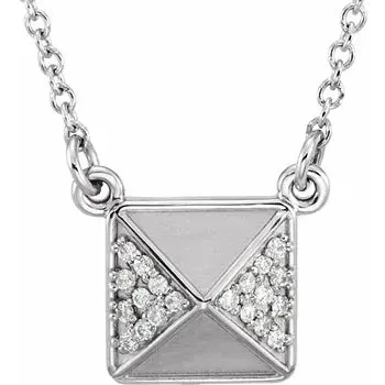 14K Gold Diamond Accented Pyramid Spike Necklace
