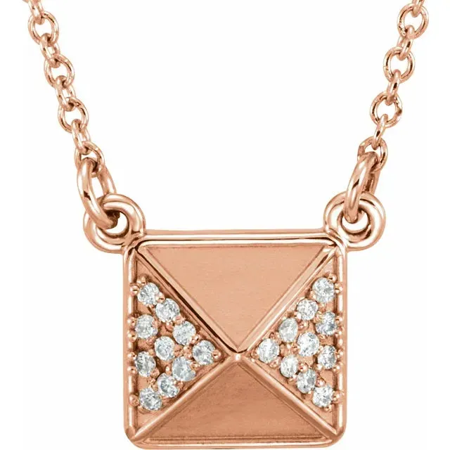 14K Gold Diamond Accented Pyramid Spike Necklace