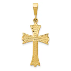 14K Gold Fleur De Lis Cross Pendant Elegant Themed Design
