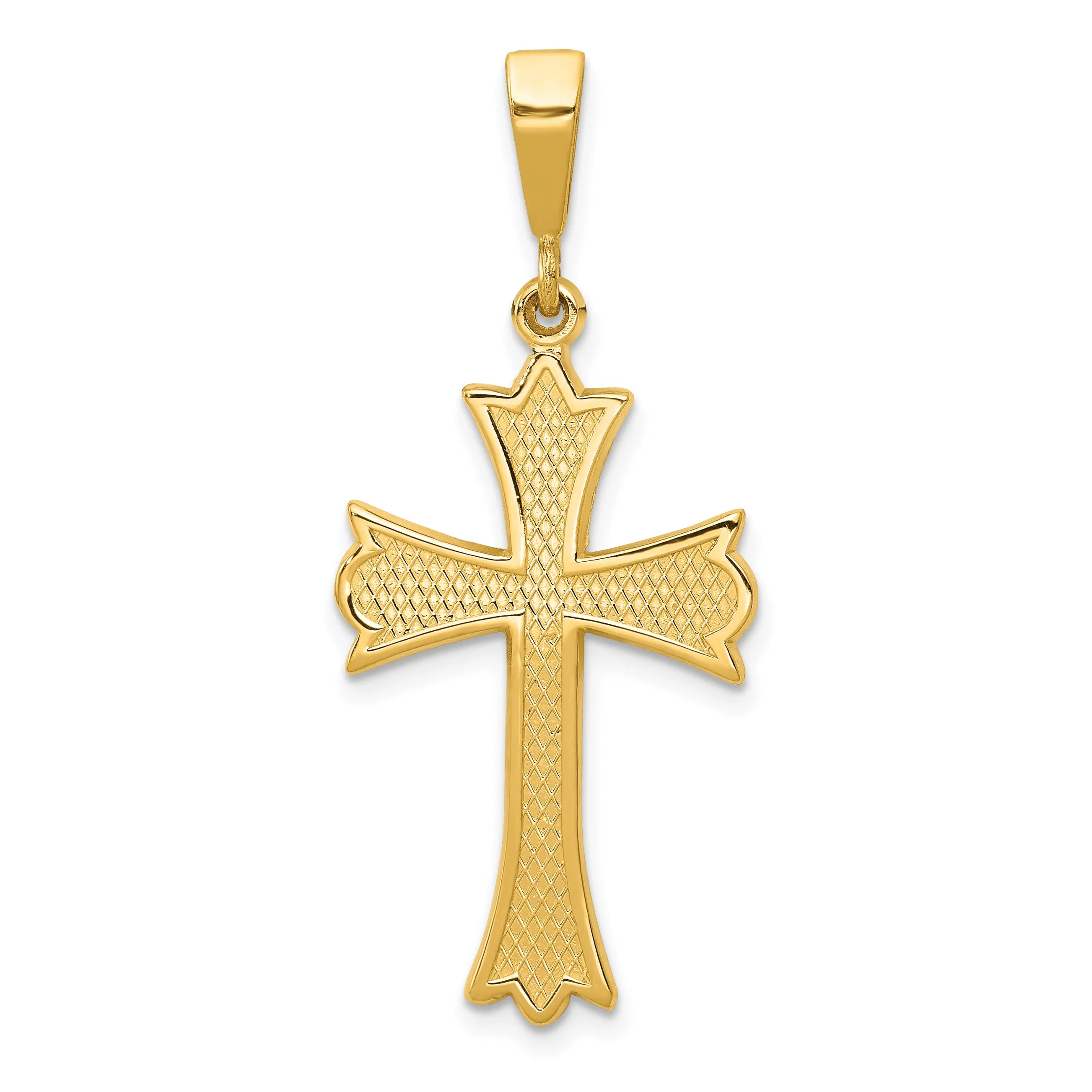 14K Gold Fleur De Lis Cross Pendant Elegant Themed Design