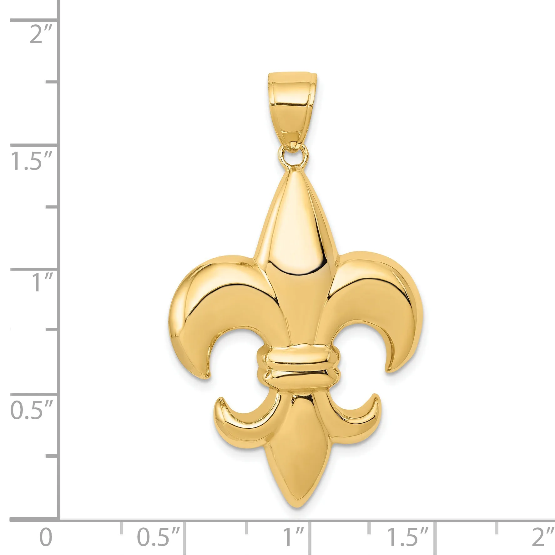 14K Gold Fleur-De-Lis Pendant with Polished Finish  Elegant and Solid Design