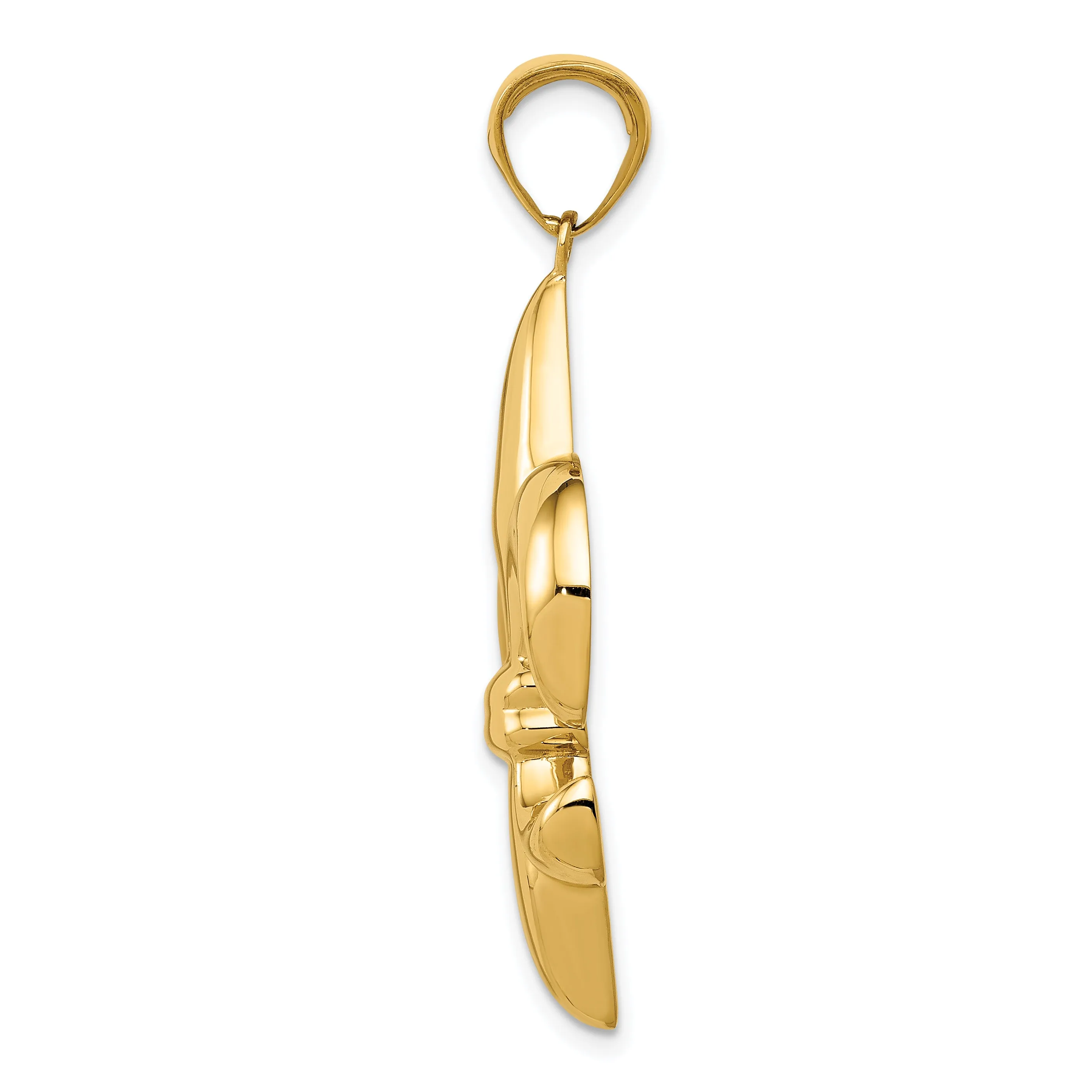 14K Gold Fleur-De-Lis Pendant with Polished Finish  Elegant and Solid Design