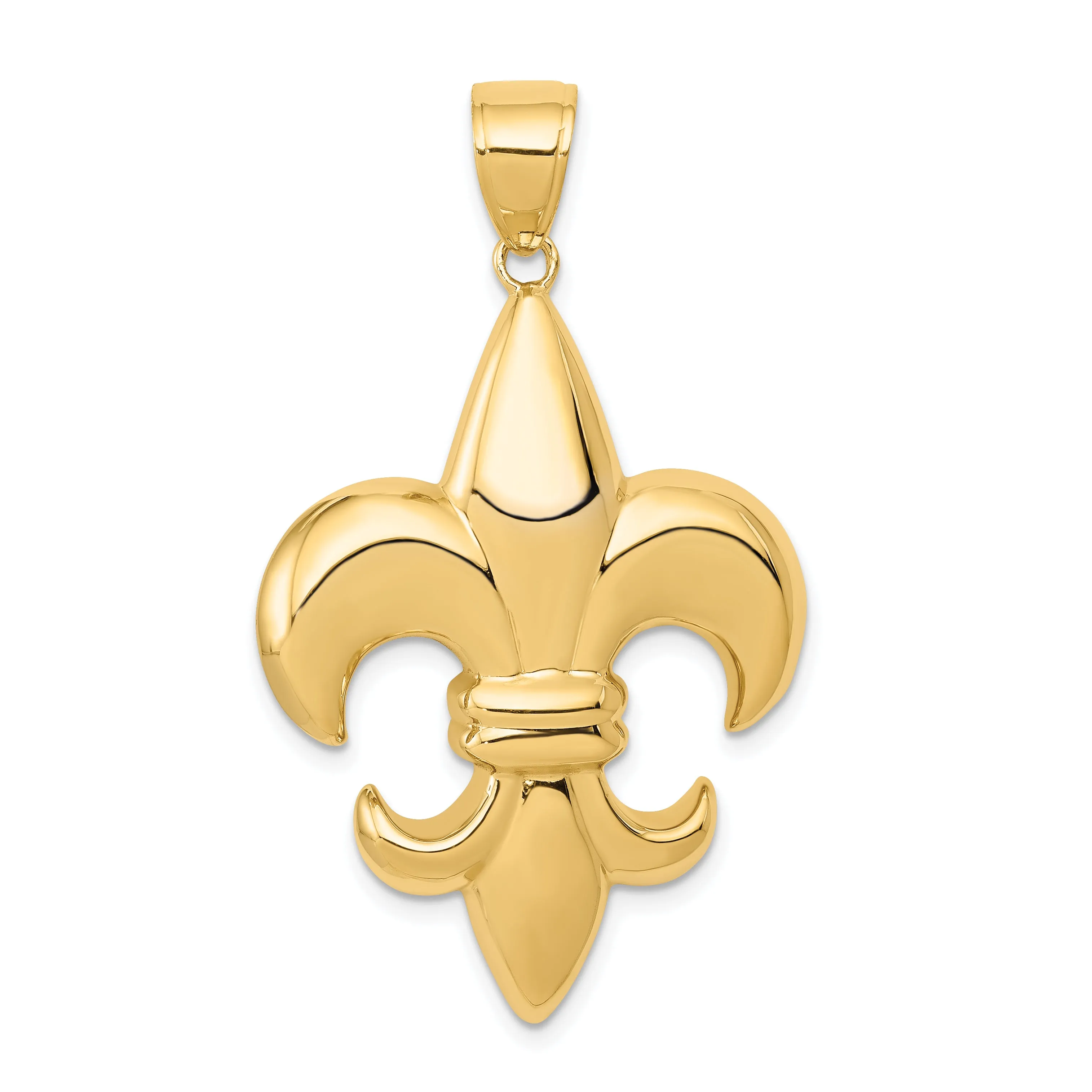 14K Gold Fleur-De-Lis Pendant with Polished Finish  Elegant and Solid Design