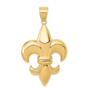 14K Gold Fleur-De-Lis Pendant with Polished Finish  Elegant and Solid Design