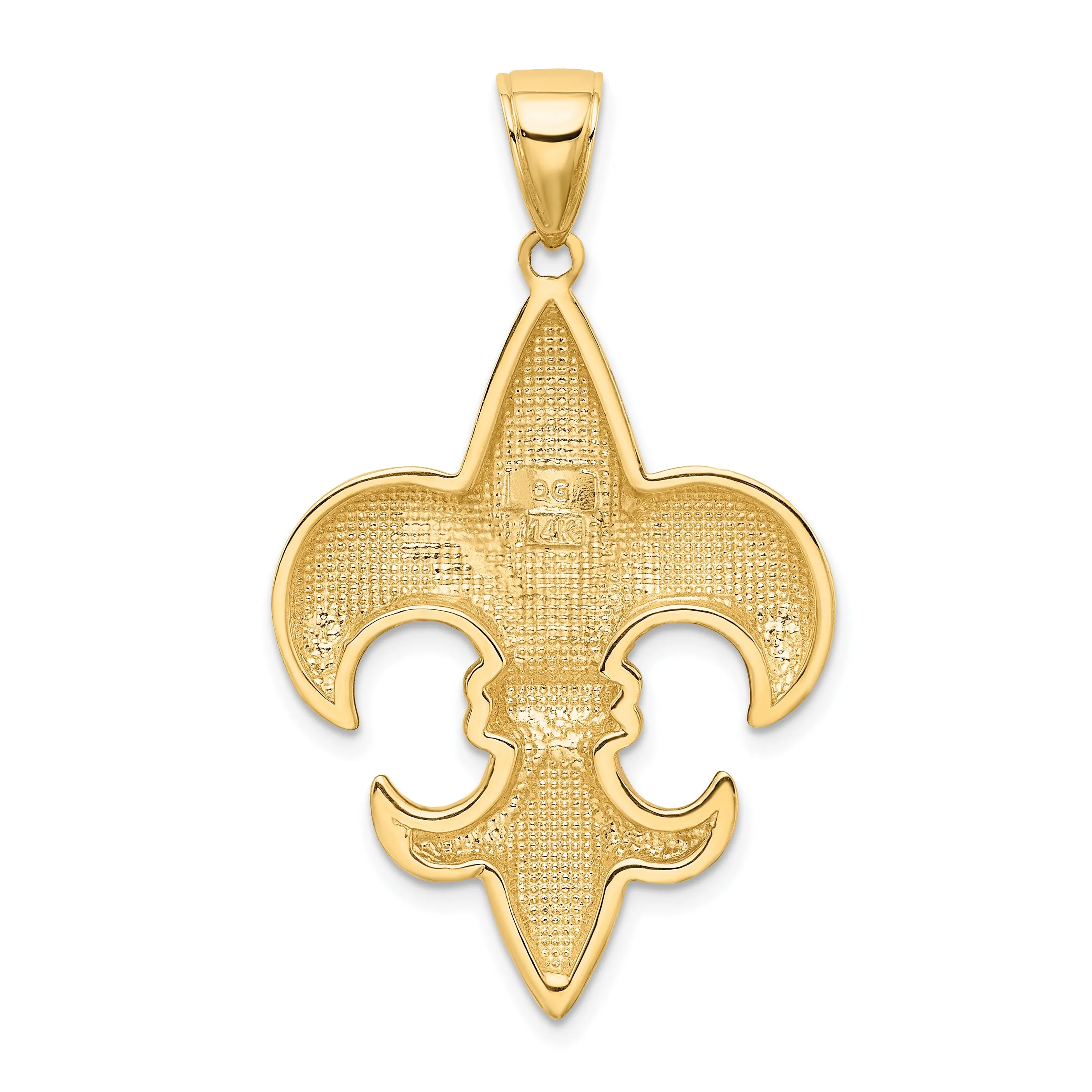 14K Gold Fleur-De-Lis Pendant with Polished Finish  Elegant and Solid Design