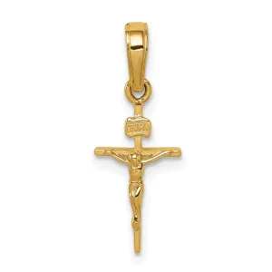 14K Gold INRI Crucifix Pendant with Polished Finish  Solid and Elegant