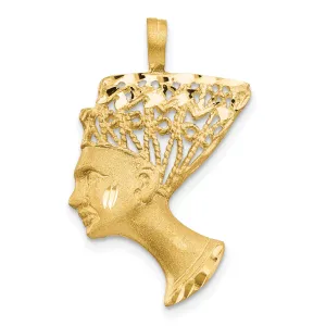 14K Gold Nefertiti Charm with Satin Finish and Diamond Cut Detailing