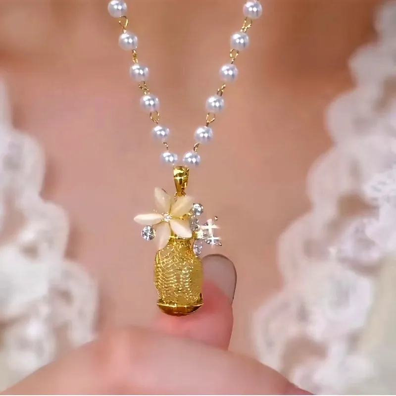 14K Gold-Plated Luxury Zircon Flower Mesh Necklaces