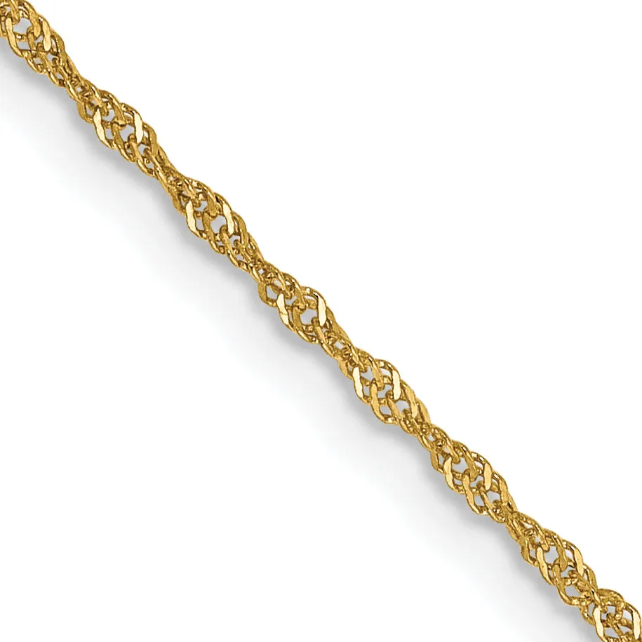 14K Gold Singapore Chain Necklace with Polished Finish for Women