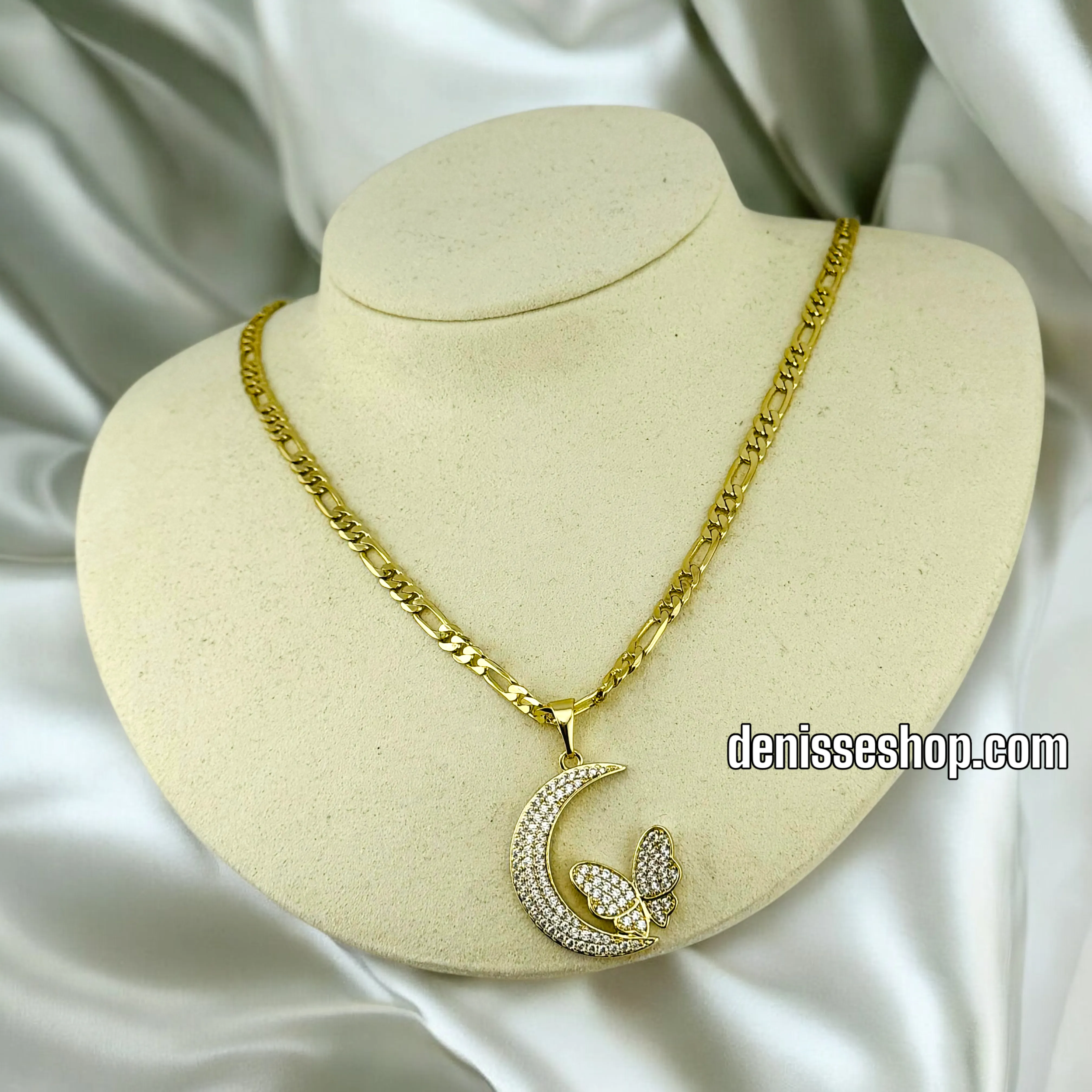 14K MOON BUTTERFLY PENDANT P582