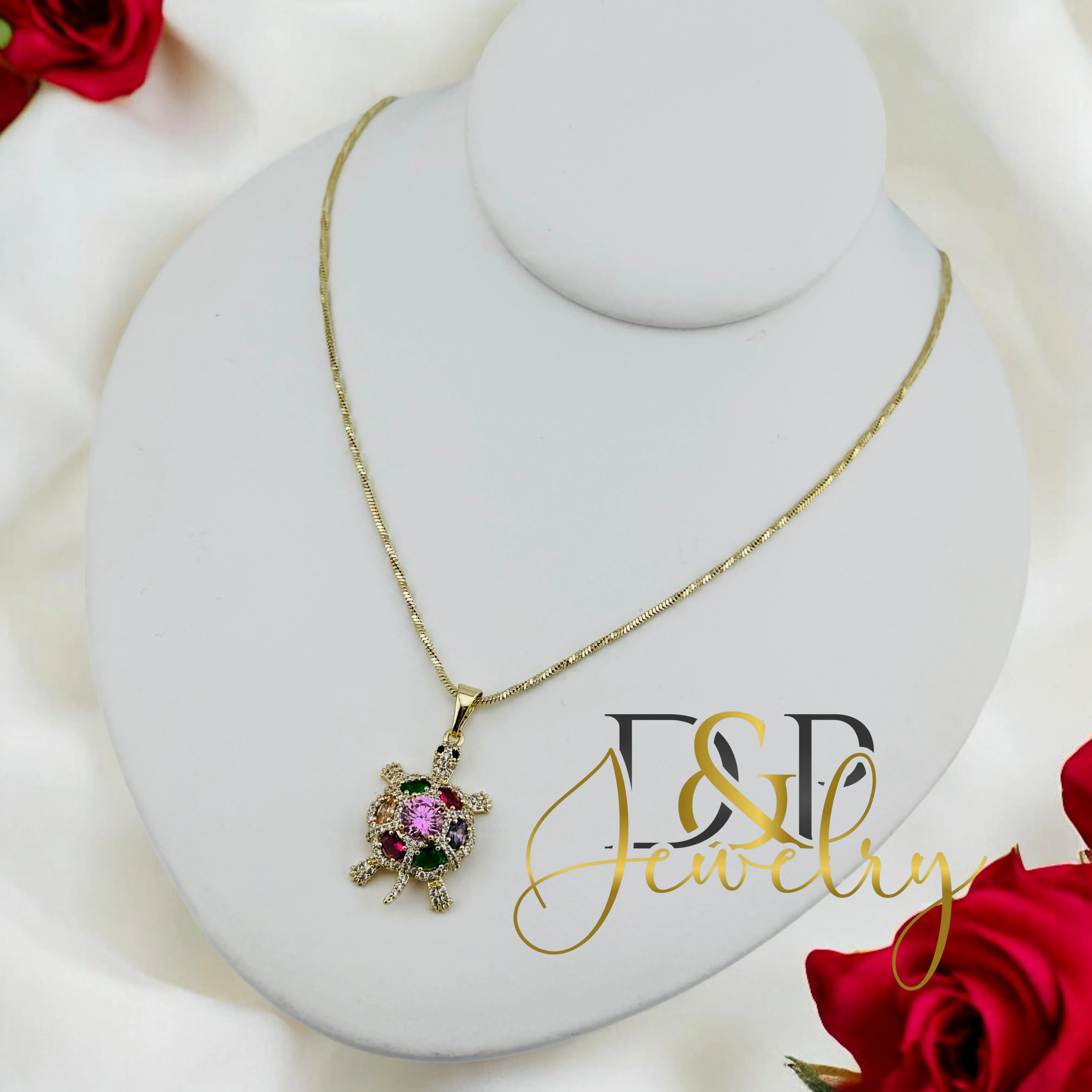 14K MULTICOLOR TURTLE PENDANT P674