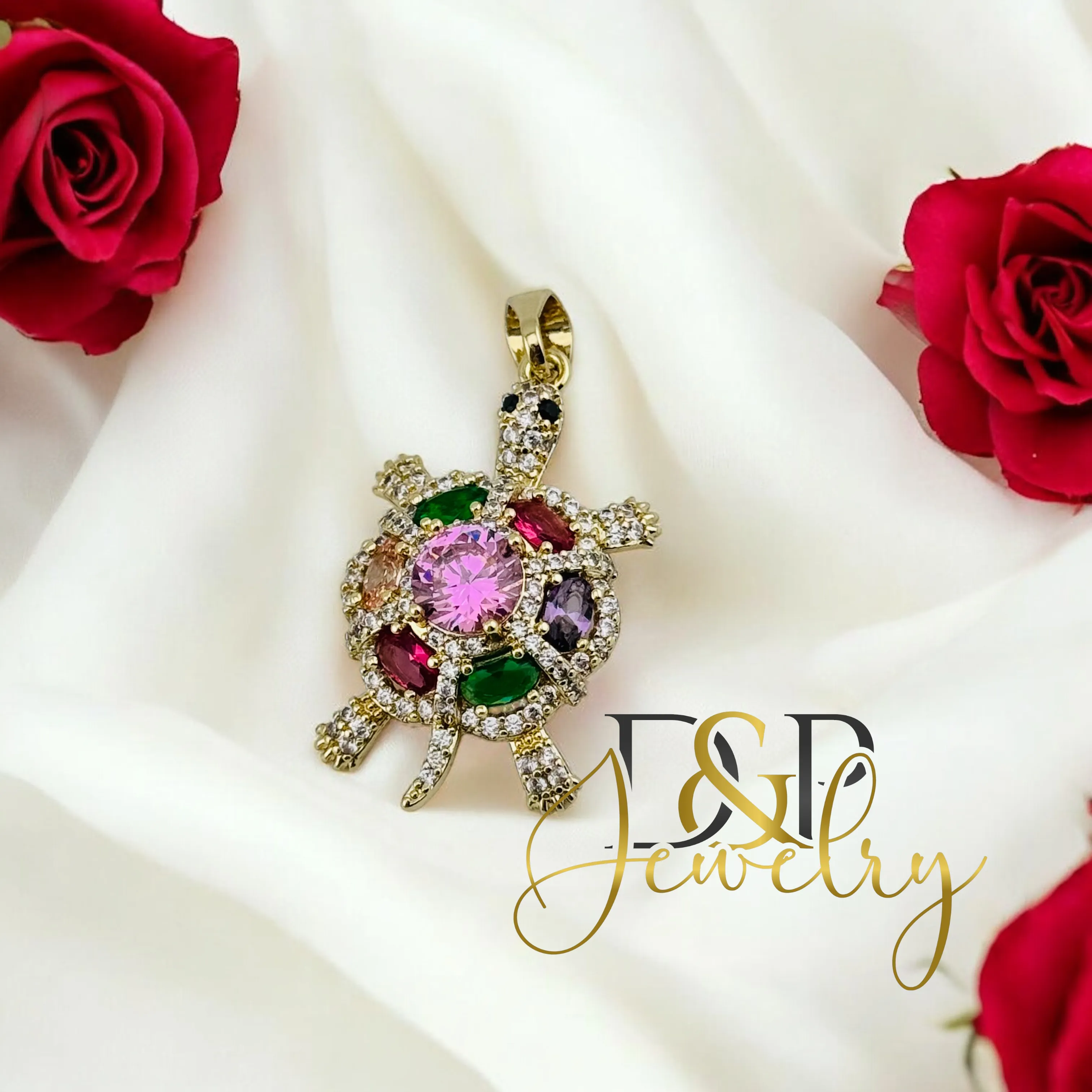 14K MULTICOLOR TURTLE PENDANT P674