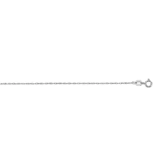14K Real White Gold Twisted Rope Link Necklace Pendant Chain 0.45mm, Thin Dainty Minimalist for Pendant / Charm Thin gold chain 15" - 20"
