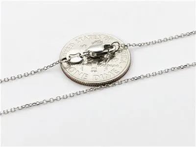14K Solid White Gold Cable Link Chain Necklace 0.8mm Thin Dainty Minimalist High Polished Pendant Charm Chain 16'' 18'' 20'' Inches