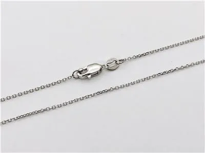 14K Solid White Gold Cable Link Chain Necklace 0.8mm Thin Dainty Minimalist High Polished Pendant Charm Chain 16'' 18'' 20'' Inches