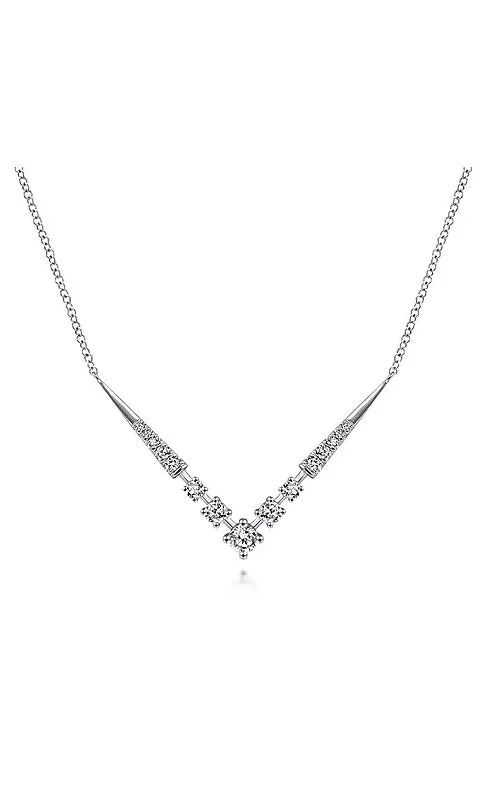 14K White Gold Diamond Chevron Necklace  G13041