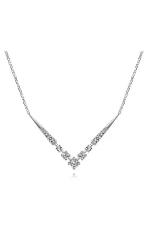 14K White Gold Diamond Chevron Necklace  G13041