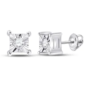 14kt White Gold Sparkling Diamond Solitaire Earrings