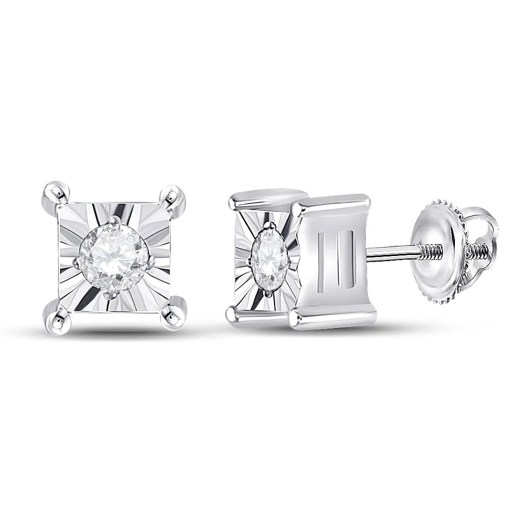 14kt White Gold Sparkling Diamond Solitaire Earrings