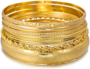 16Pcs Gold Bangle Bracelets for Women - Multi Layer Stackable Textured Bracelets Boho Jewelrys Set.