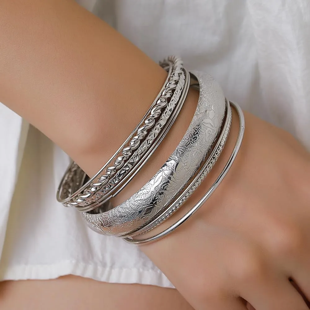 16Pcs Gold Bangle Bracelets for Women - Multi Layer Stackable Textured Bracelets Boho Jewelrys Set.