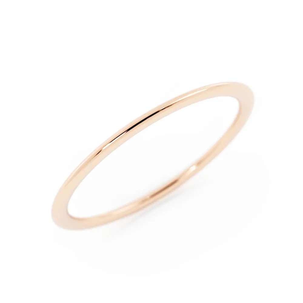 18K Rose Gold High Polish Domed 1mm Wedding Band