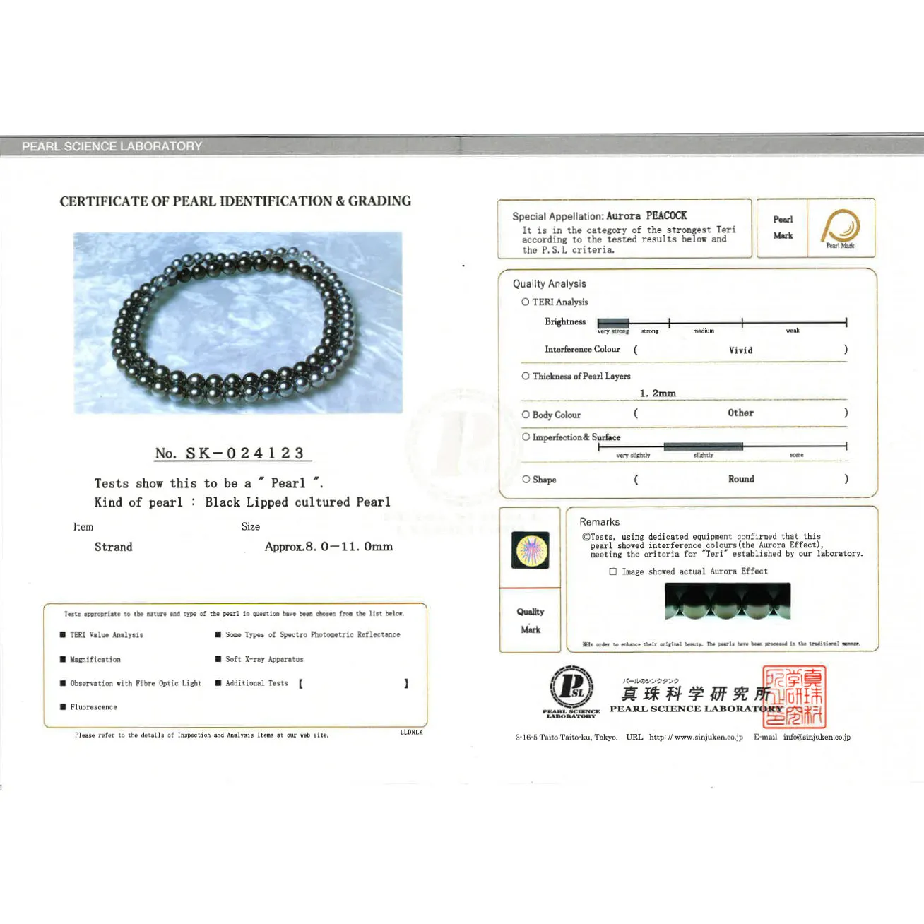 18K Solid Gold Aurora Peacock Tahitian Pearl Necklace KN00091