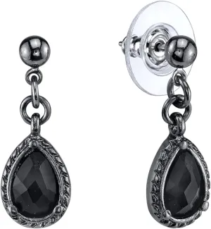 1928 Jewelry Black Victorian Inspired Petite Teardrop Earrings