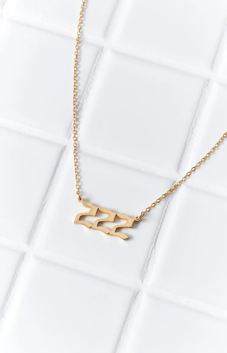 222 Gold Angel Number Necklace