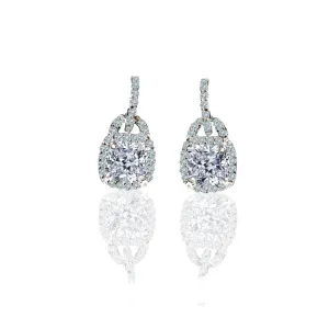 2CT TW Cushion square Diamond Veneer Cubic Zirconia Sterling Silver Earrings. 635E15751