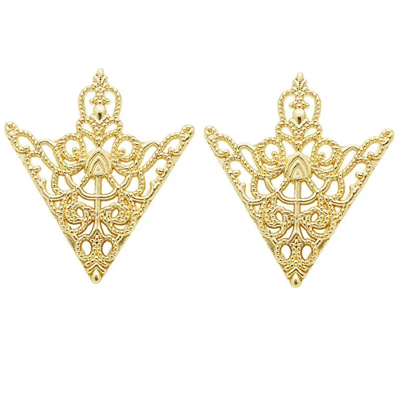 2pcs Silver Vintage Gothic Triangle Shirt Collar Brooch