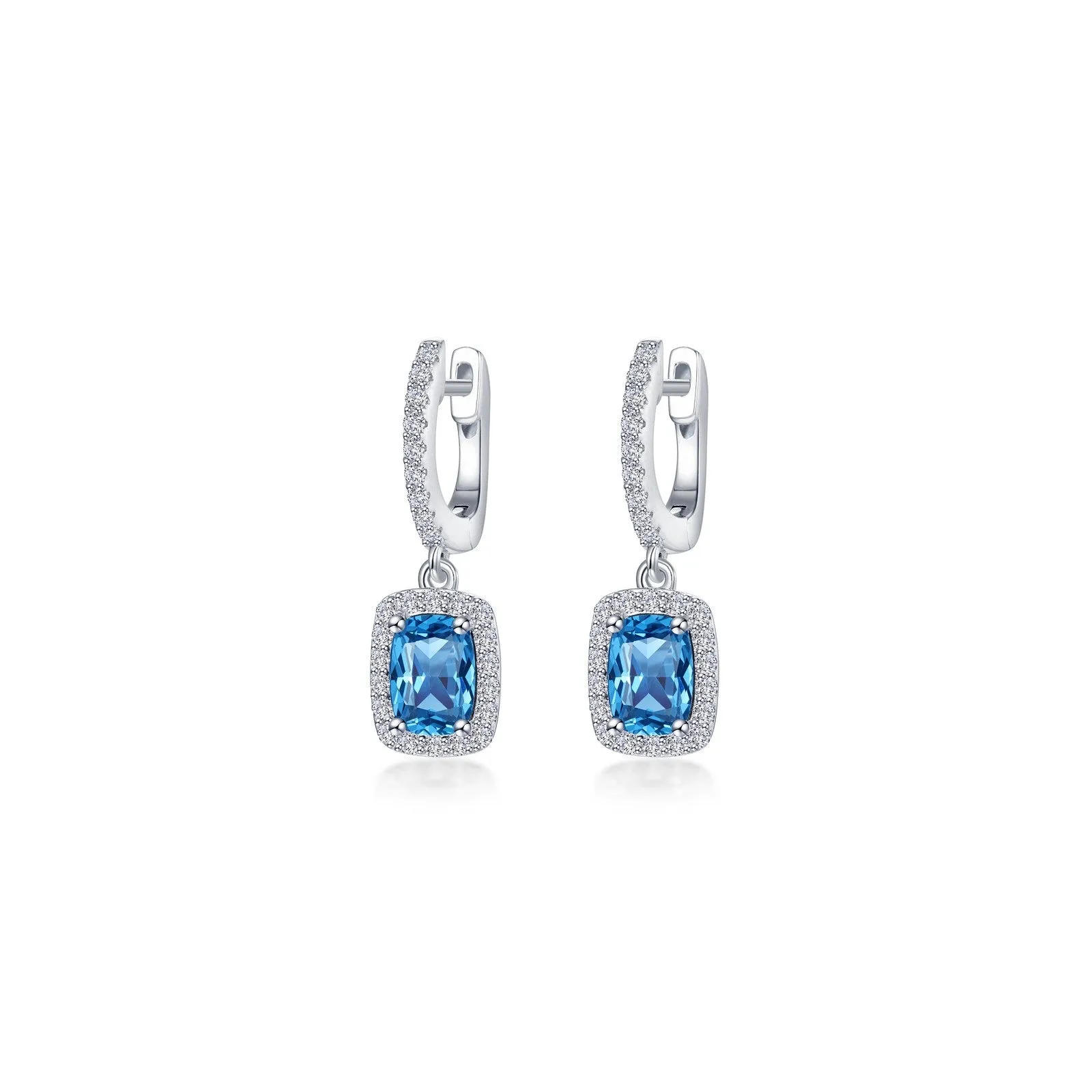 3.02 CTW Halo Cushion-Cut Dangle Earrings E0622BTP00