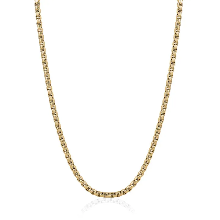 3.5mm Round Box Chain Gold IP Stainless Steel Necklace | Italgem Steel
