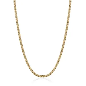 3.5mm Round Box Chain Gold IP Stainless Steel Necklace | Italgem Steel