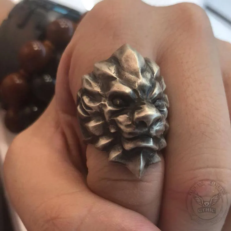 3D Lion Sterling Silver Beast Ring