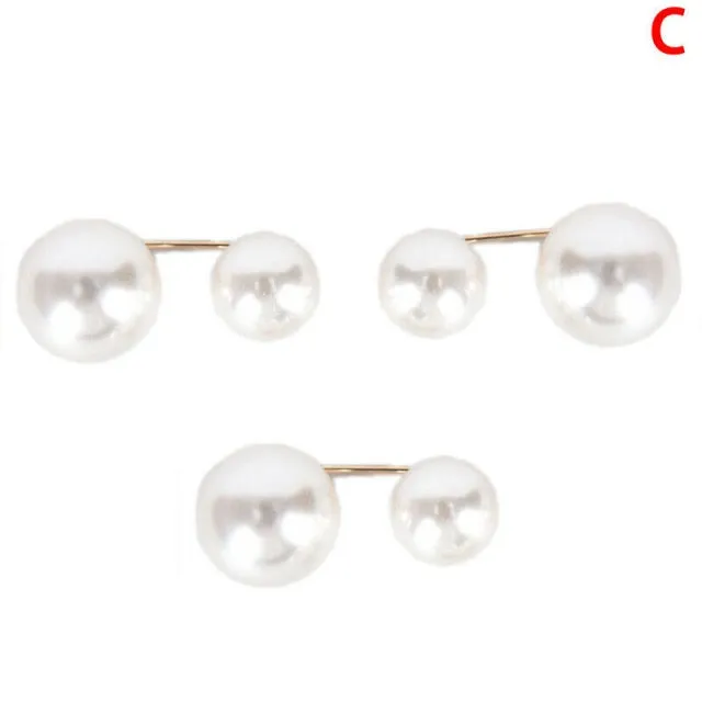3Pcs/Set Double Pearl Pins for Women Designer Female Brooches Clothes Accessories Simulated Pearl Knit Shirt  Jewelry