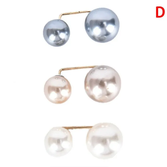 3Pcs/Set Double Pearl Pins for Women Designer Female Brooches Clothes Accessories Simulated Pearl Knit Shirt  Jewelry