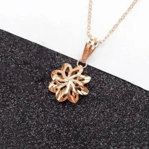 585 Purple Gold Hollow Flower Pendant Necklace