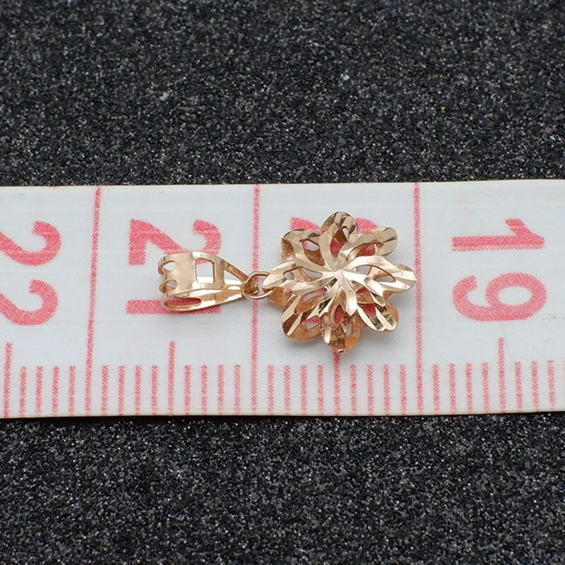 585 Purple Gold Hollow Flower Pendant Necklace